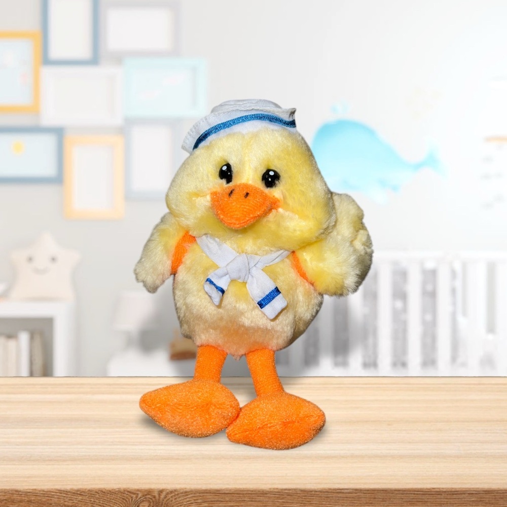 Vtg Russ Skipper  Duck Plush Stuffed Animal 7” Sailor Hat